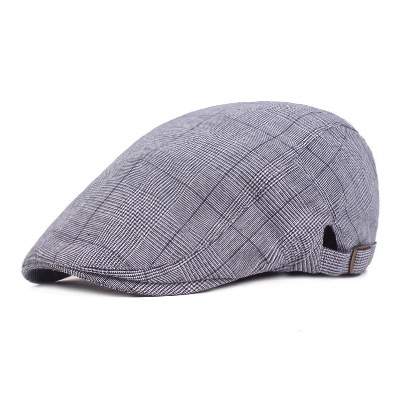 Classic Plaid Beret Flat Cap - Adjustable & Stylish