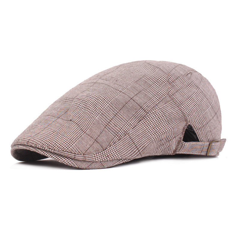 Classic Plaid Beret Flat Cap - Adjustable & Stylish