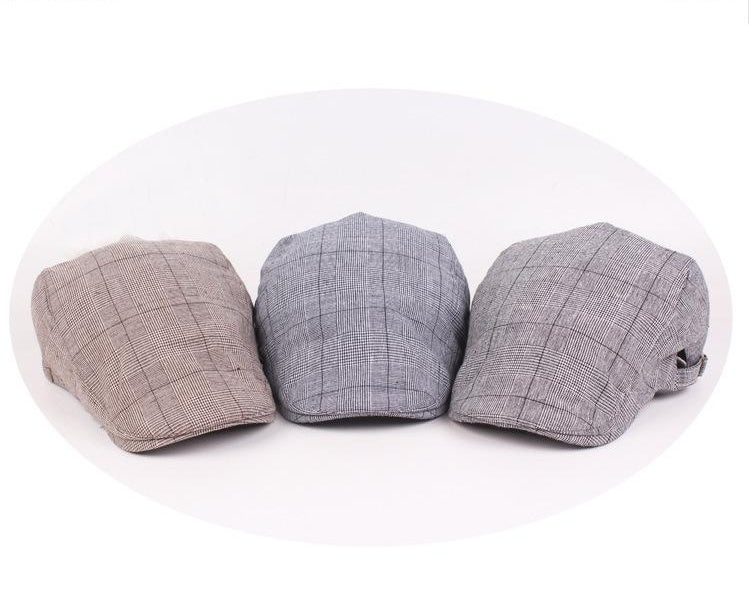 Classic Plaid Beret Flat Cap - Adjustable & Stylish