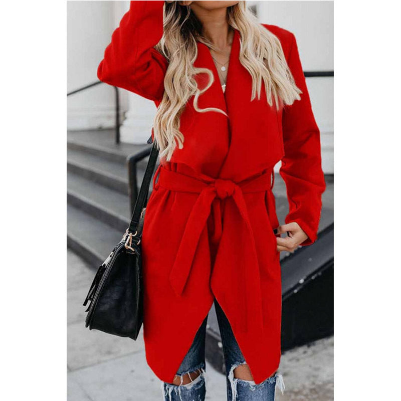 Sofia Belted Waterfall Trench Coat