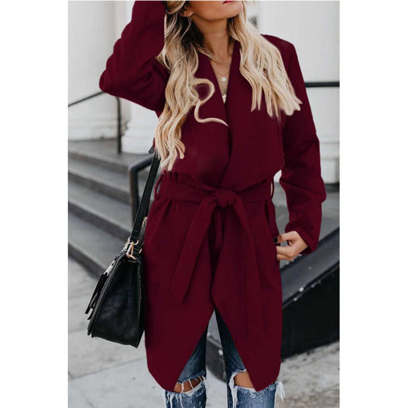 Sofia Belted Waterfall Trench Coat