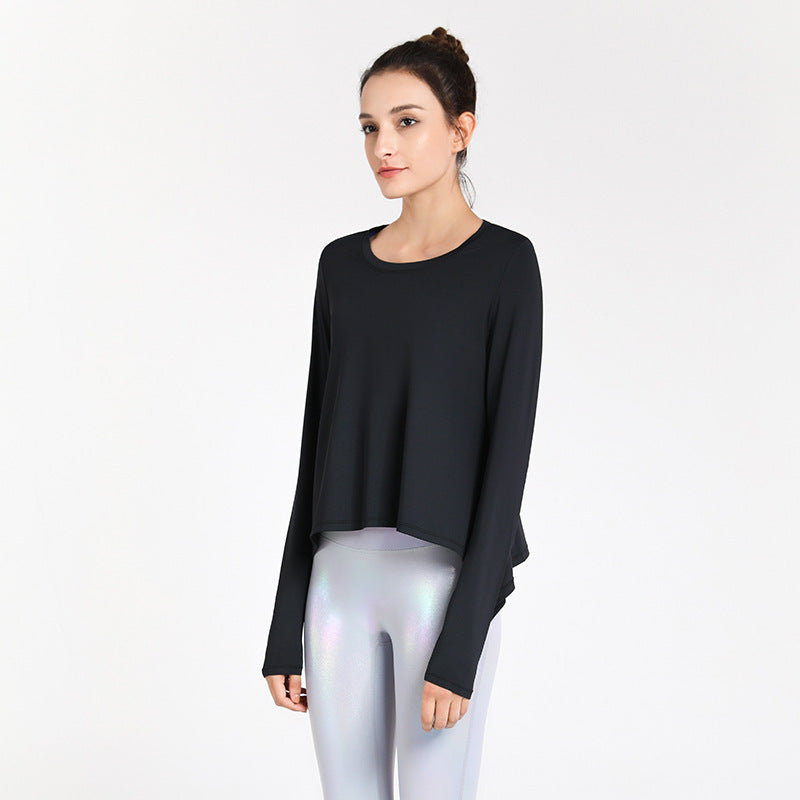 Comfortable Quick Dry Long Sleeve Workout Top for Women with Tie Front Detail