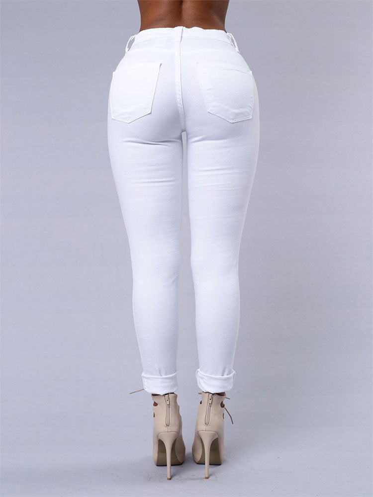 Women's High Waist Ripped Skinny Denim Jeans