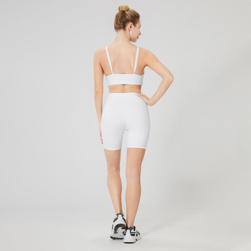 Seamless Elastic Nylon Spandex Sports Bra and Biker Shorts Activewear Set