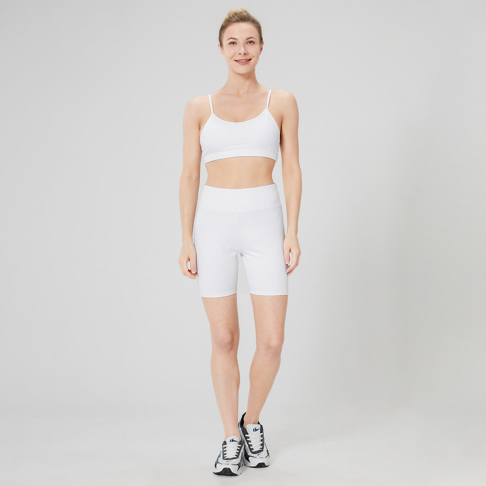 Seamless Elastic Nylon Spandex Sports Bra and Biker Shorts Activewear Set