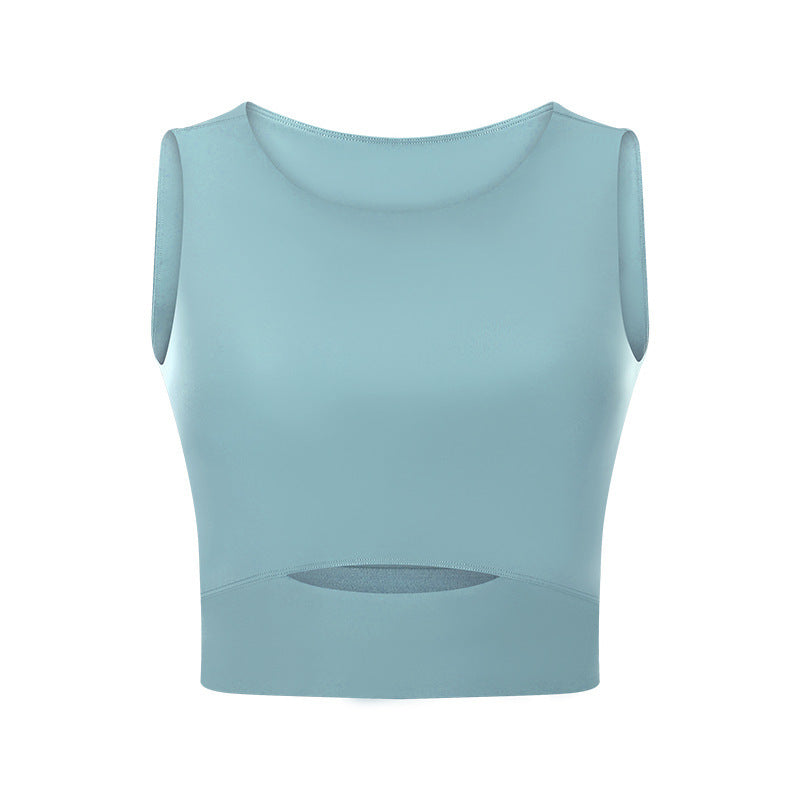 Women's Breathable Moisture Wicking Sleeveless Yoga and Fitness Crop Top with Stylish Waist Cutout