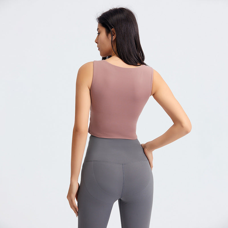 Women's Breathable Moisture Wicking Sleeveless Yoga and Fitness Crop Top with Stylish Waist Cutout