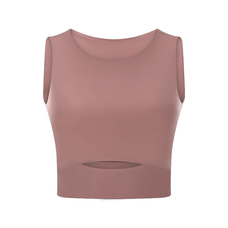 Women's Breathable Moisture Wicking Sleeveless Yoga and Fitness Crop Top with Stylish Waist Cutout
