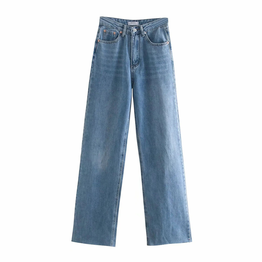 Women's High-Waisted Straight-Leg Denim Jeans