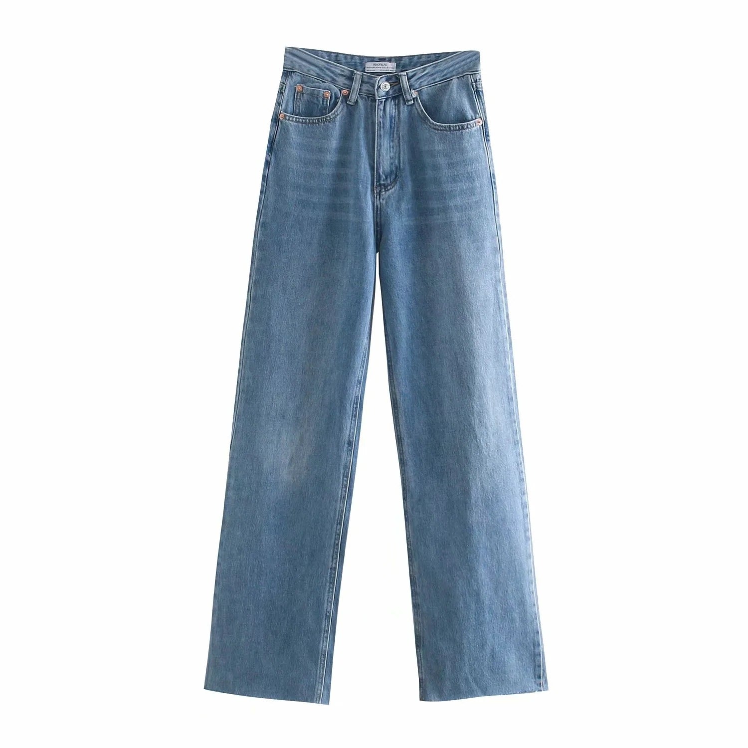 Women's High-Waisted Straight-Leg Denim Jeans