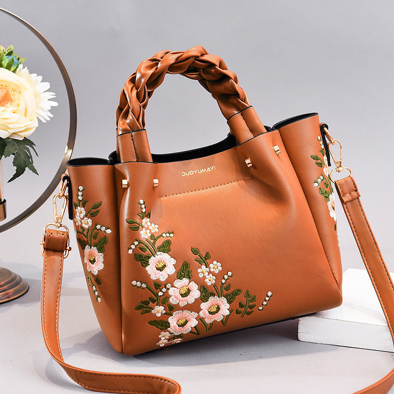 Chic Floral Embroidered Tote & Shoulder Bag