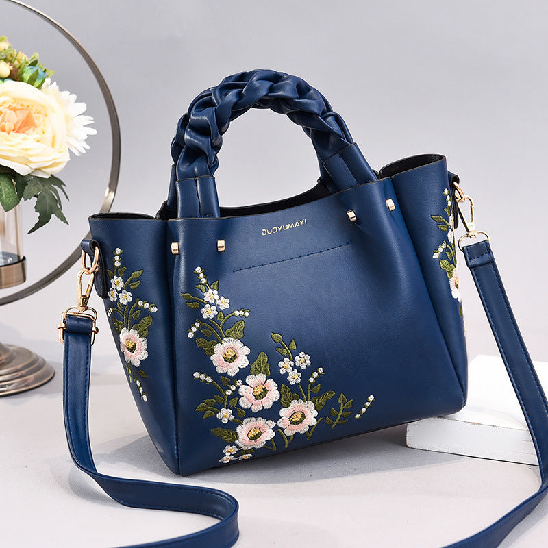 Chic Floral Embroidered Tote & Shoulder Bag