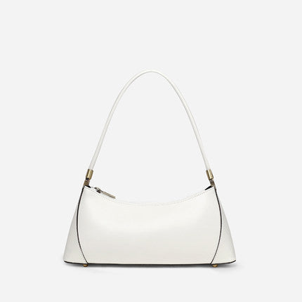 Chic Fashionable Two-Layer Cowhide Leather Underarm Baguette Shoulder Bag