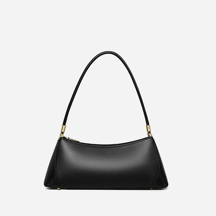 Chic Fashionable Two-Layer Cowhide Leather Underarm Baguette Shoulder Bag