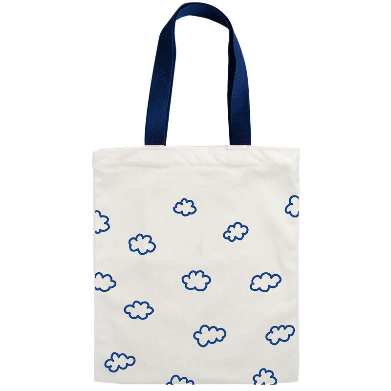 Trendy Cloud Print Canvas Shopping Bag
