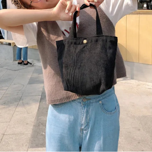 Mini Corduroy Everyday Tote Bag - Stylish & Eco-Friendly