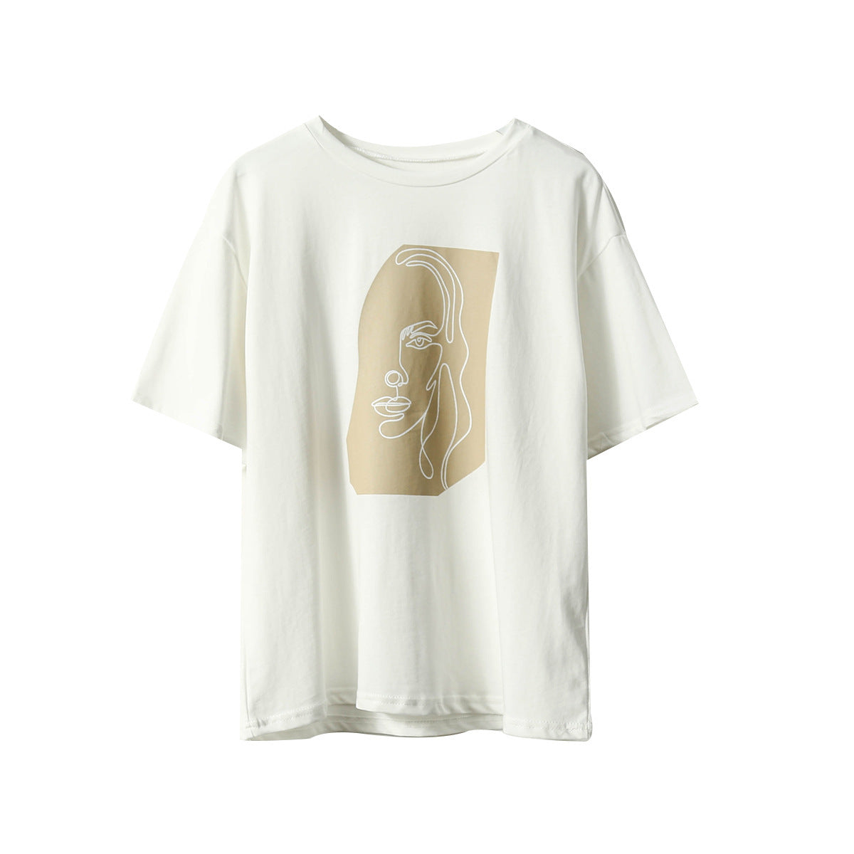 Abstract Line Art Cotton T-Shirt | Modern Women's Graphic Tee