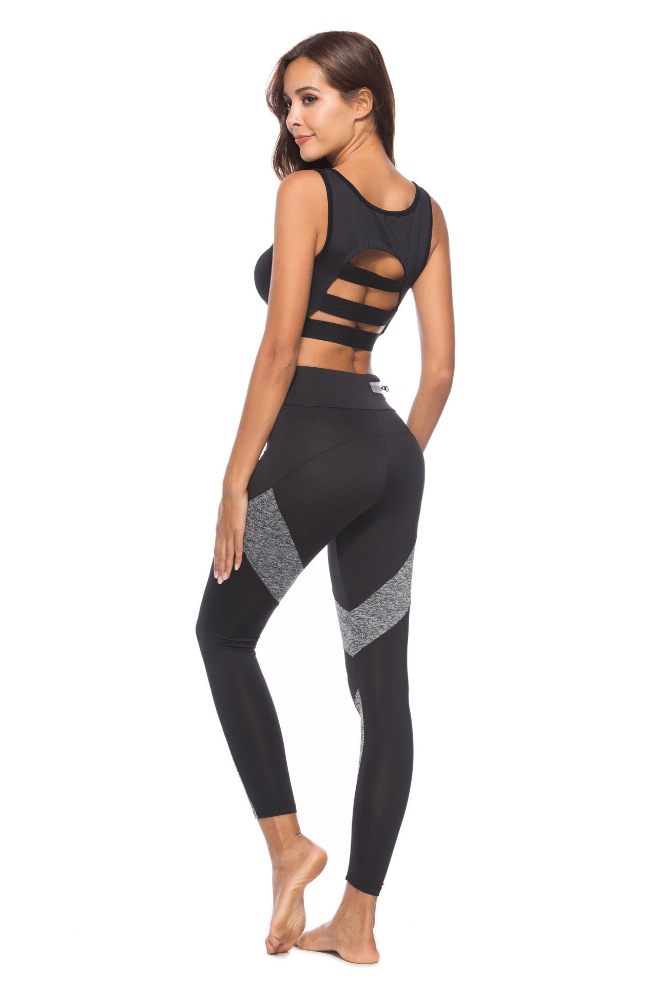 High Waisted Body Sculpting Fitness Leggings with Stylish Leopard Print Panels