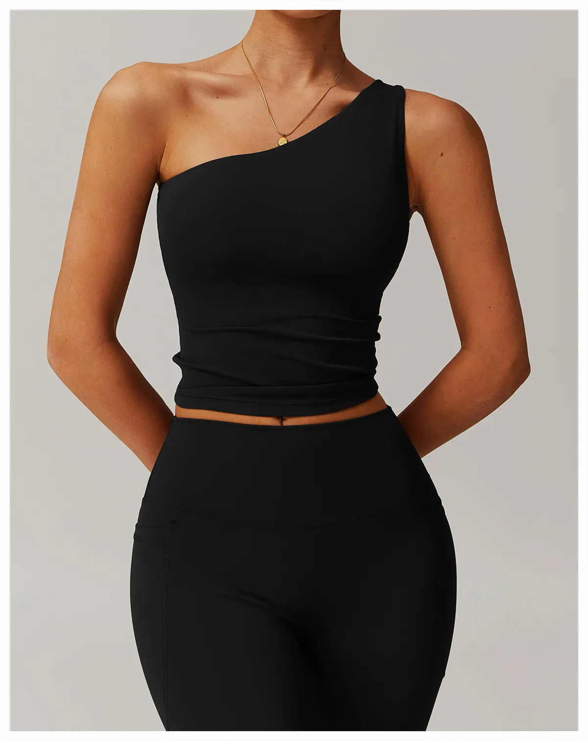 Sculpting One Shoulder Athletic Crop Top for Yoga and Performance Workouts