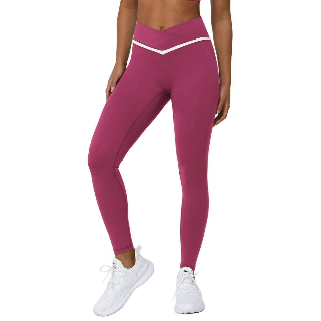 High Waisted V Shape Cropped Fitness Leggings for Active Performance