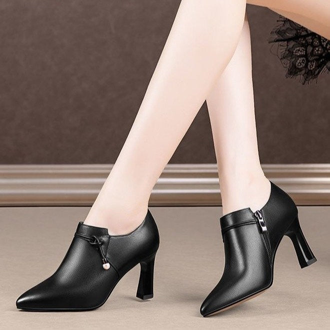 Chic Pointed Toe Chunky Heel Pumps for Women - Everyday Elegance