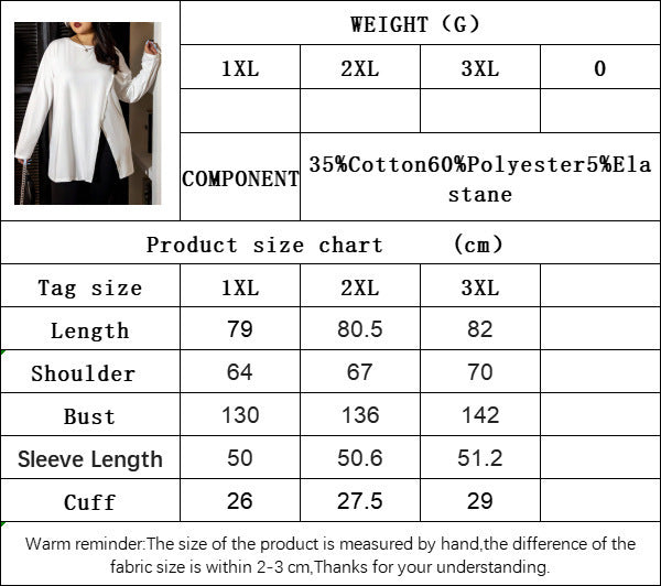 Loose Fitting Long Sleeved Irregular Hem Top with Stylish Side Slit Detail