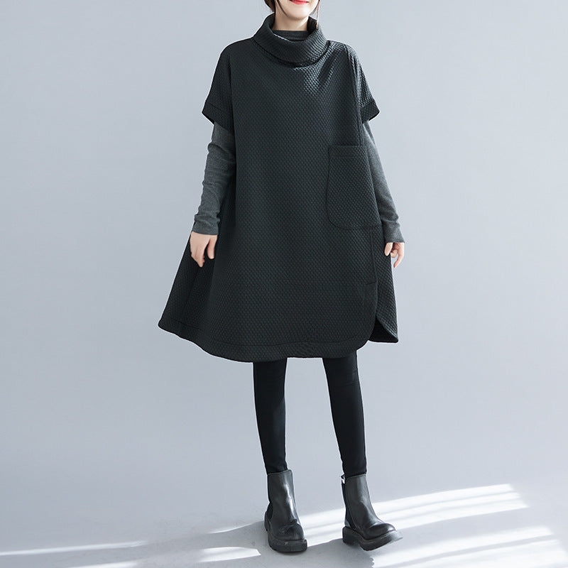 Cozy Chic Turtleneck A Line Pullover Dress with Pockets Perfect for Everyday Comfort