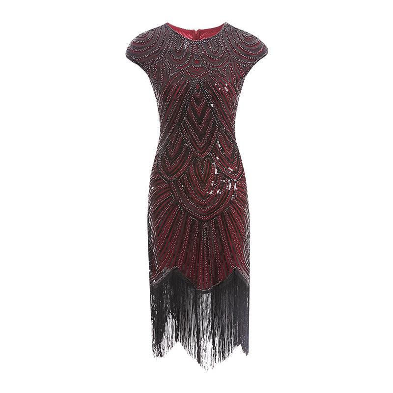 Elegant 1920s Flapper Sequin Fringe Dress - Gatsby Party Cocktail