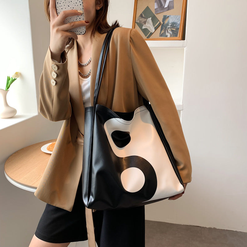 Chic Yin-Yang Large Capacity PU Shoulder Tote Bag