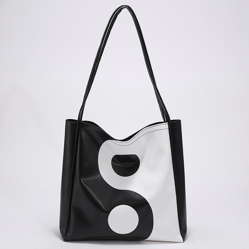 Chic Yin-Yang Large Capacity PU Shoulder Tote Bag