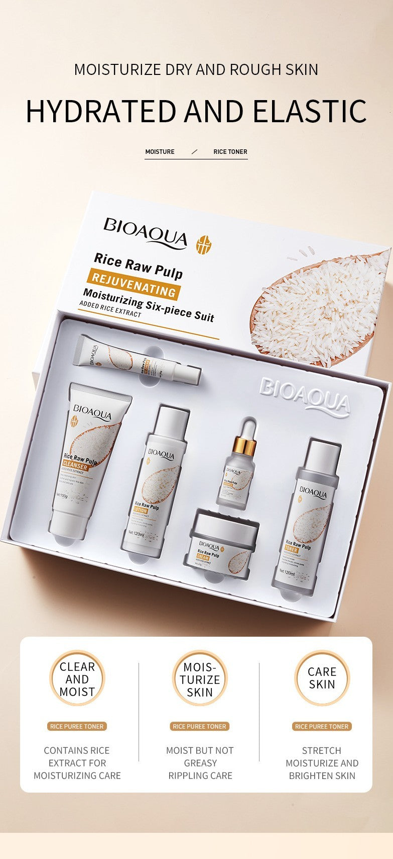 Rice Raw Pulp Hydrating Skincare Set - 6 Pcs