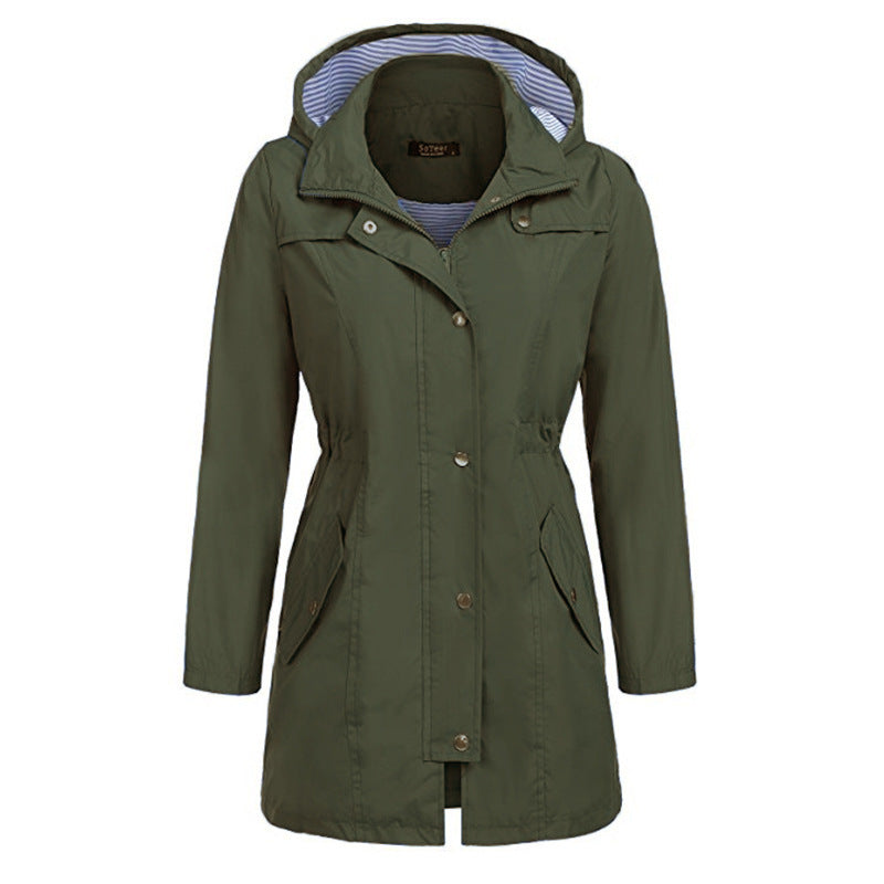 Women's Lightweight Hooded Trench Coat - Stylish & Water-Resistant