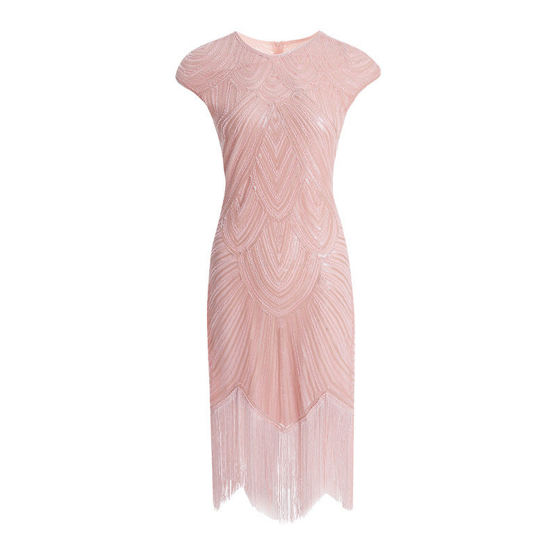 Elegant 1920s Flapper Sequin Fringe Dress - Gatsby Party Cocktail