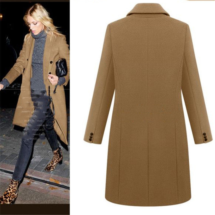 Chic Double-Breasted Wool Blend Women's Coat - Ariana Vogue