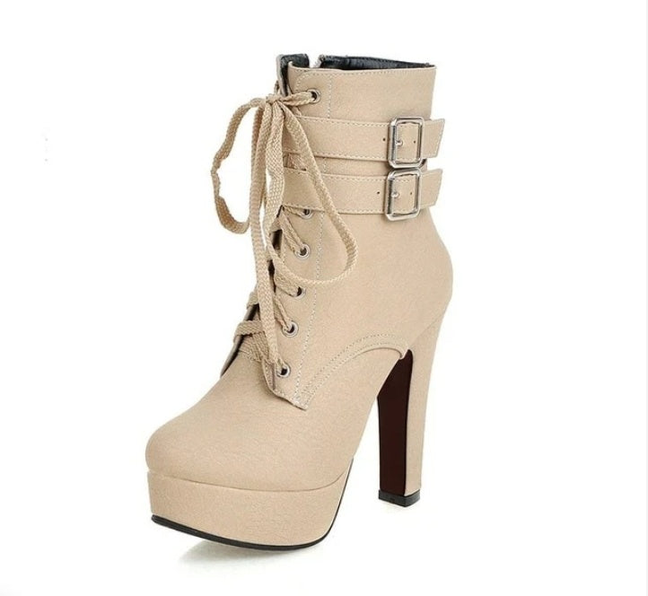 Chic Lace-Up Platform Ankle Boots