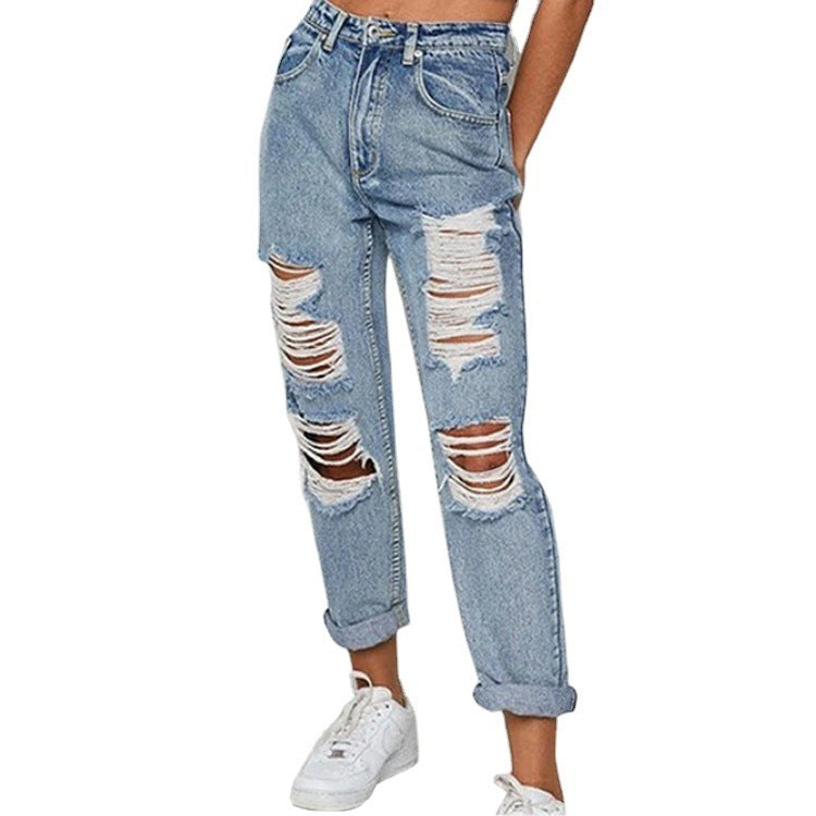 Women's Mid-Rise Ripped Jeans - Ariana Vogue