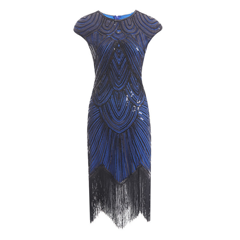 Elegant 1920s Flapper Sequin Fringe Dress - Gatsby Party Cocktail