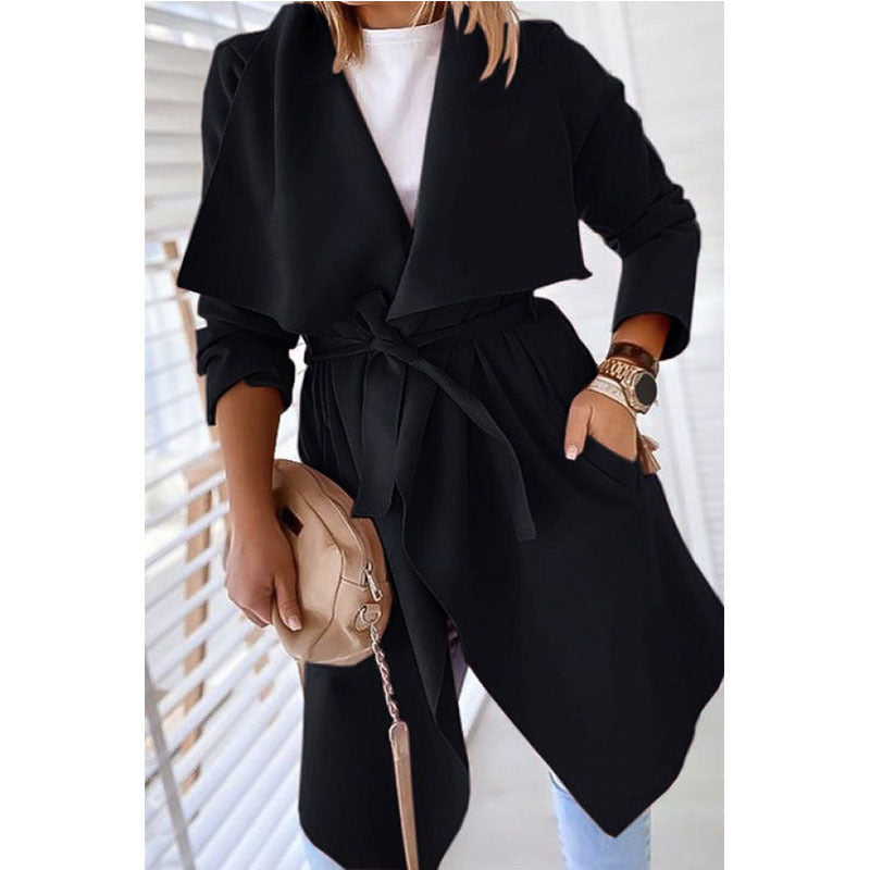 Sofia Belted Waterfall Trench Coat