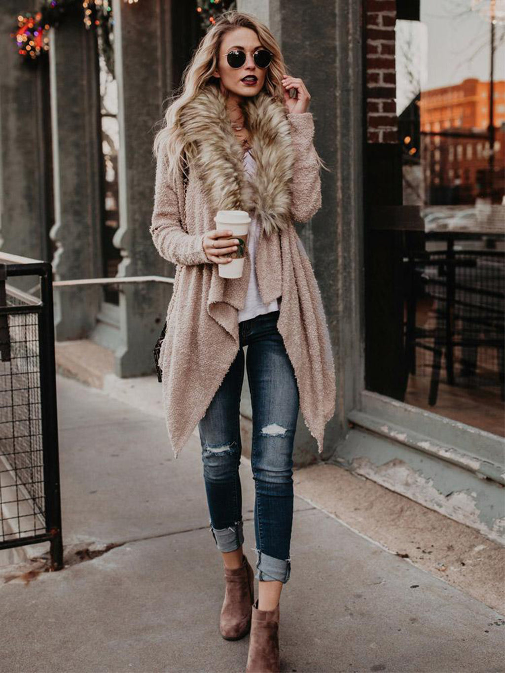 Aspen Faux Fur Collar Cardigan