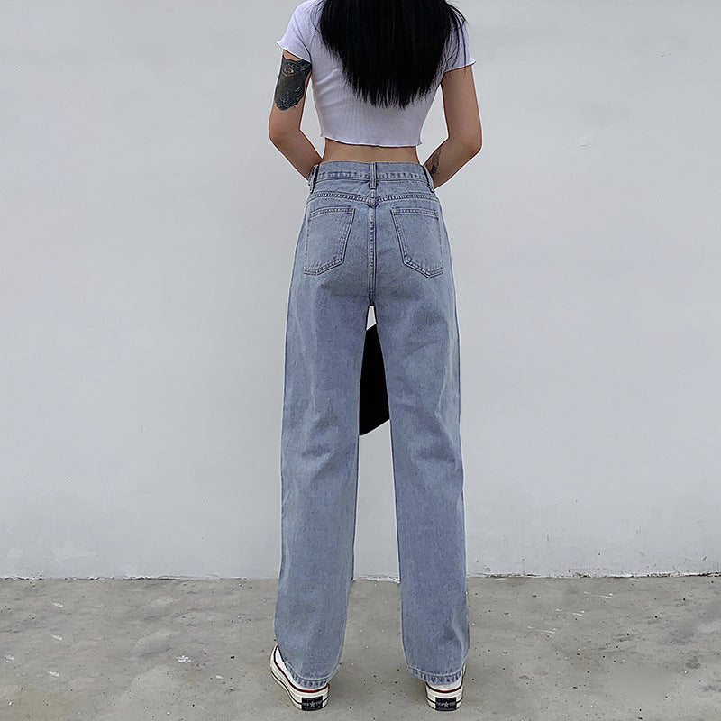 Chic Irregular Waist High Rise Wide Leg Jeans