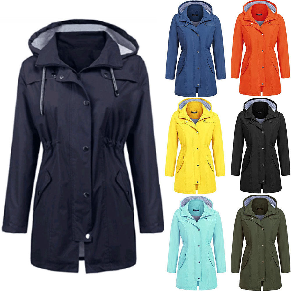 Women's Lightweight Hooded Trench Coat - Stylish & Water-Resistant