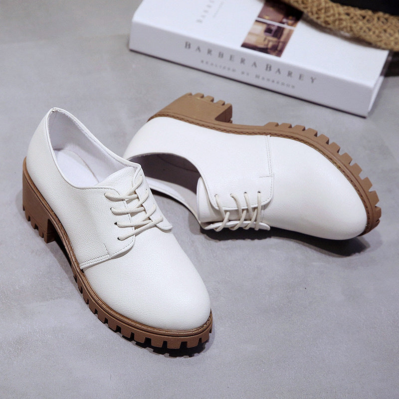 Stylish Women's Chunky Lace-Up Oxford Shoes with Block Heel