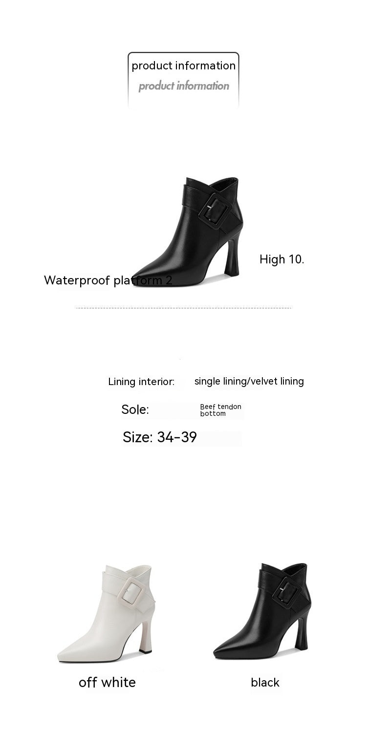 Women's Chic High Heel Ankle Boots with Belt Buckle Design