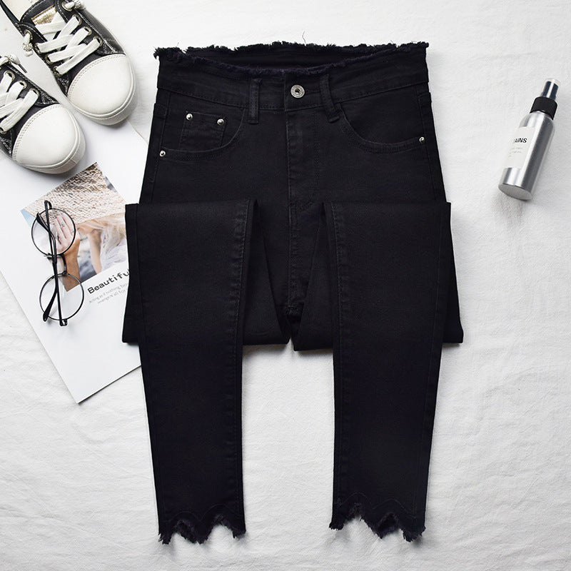 High-Rise Cropped Skinny Jeans - Frayed Hem