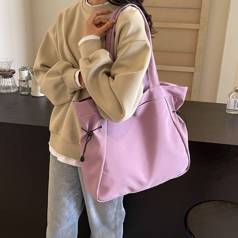 Spacious Oxford Cloth Commuter Tote Bag - Everyday Style