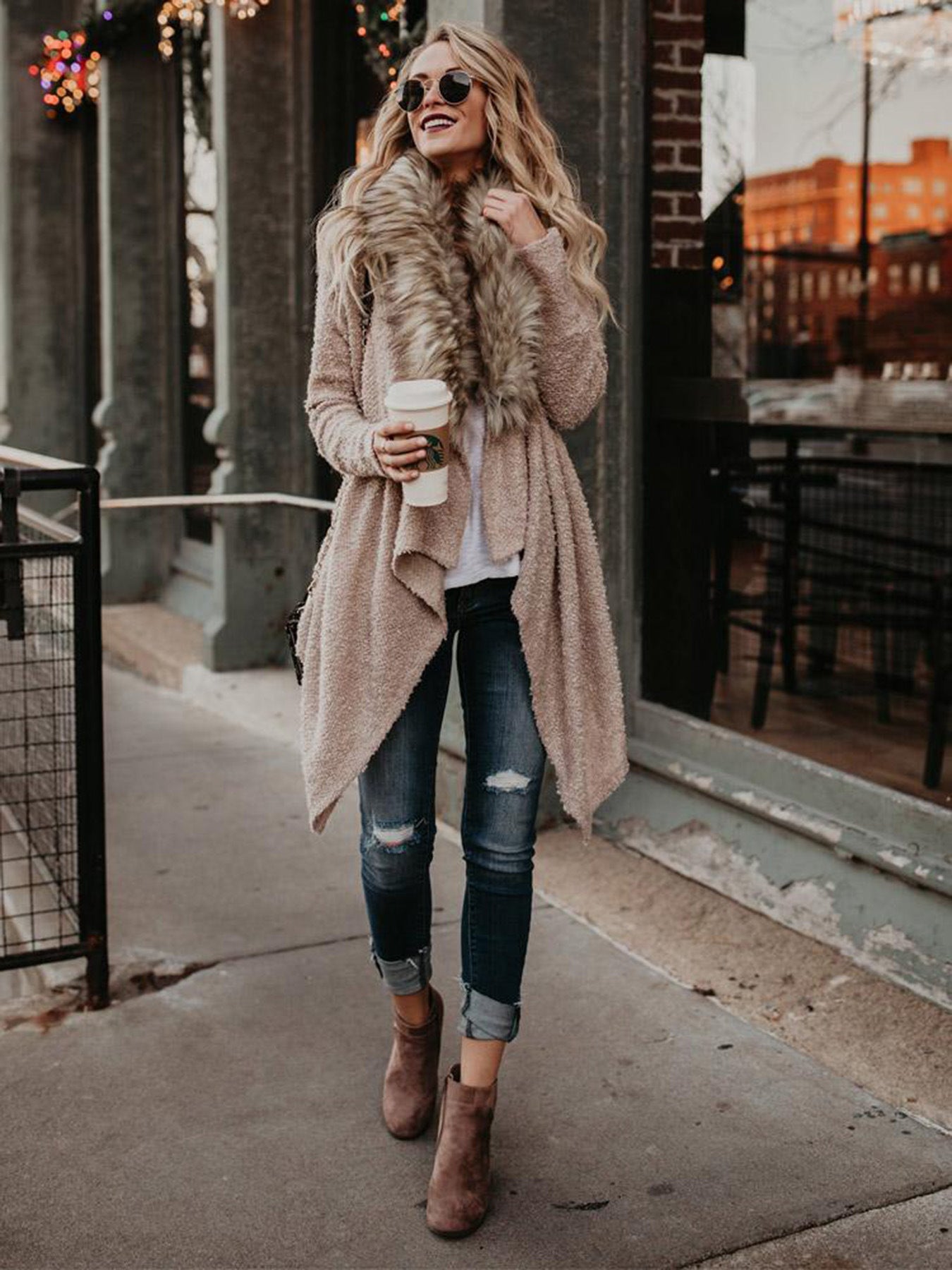 Aspen Faux Fur Collar Cardigan