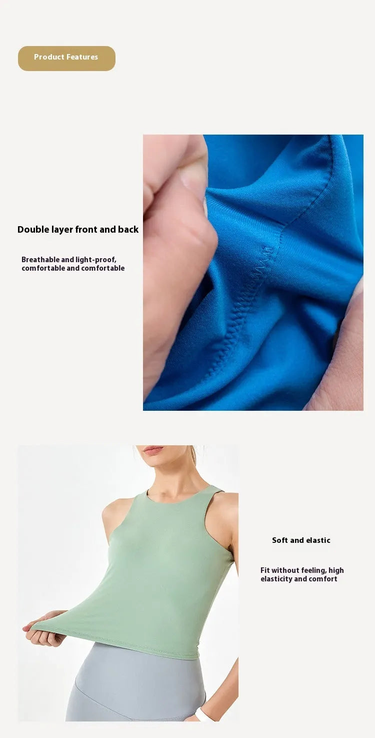Comfortable Cloud Soft Fabric Double Layer Round Neck Sleeveless Athletic Crop Top