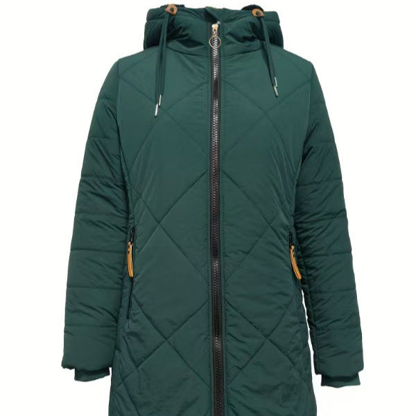 Stylish Quilted Long Puffer Coat with Faux Fur Lined Hood for Winter Warmth