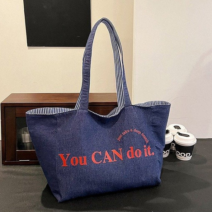 Stylish Striped Canvas Tote Bag - Large Capacity & Versatile Carry