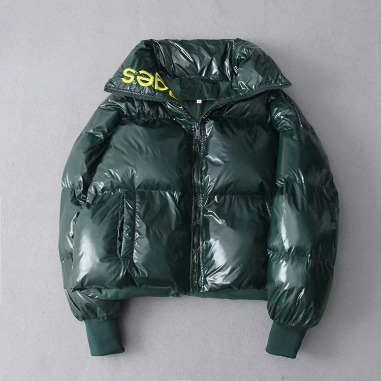 Chic Glossy Padded Puffer Jacket for Trendy Winter Warmth and Style